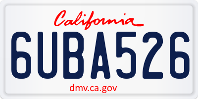 CA license plate 6UBA526