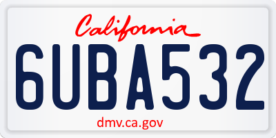 CA license plate 6UBA532