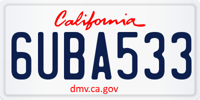 CA license plate 6UBA533