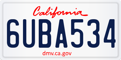 CA license plate 6UBA534
