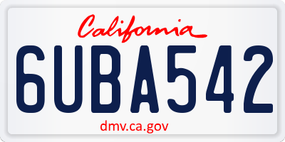 CA license plate 6UBA542
