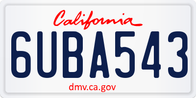 CA license plate 6UBA543