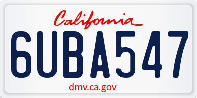 CA license plate 6UBA547