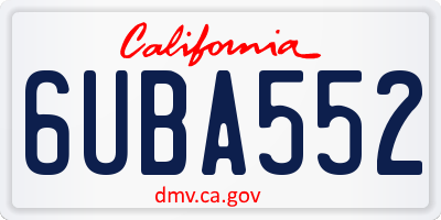 CA license plate 6UBA552