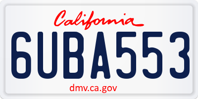 CA license plate 6UBA553