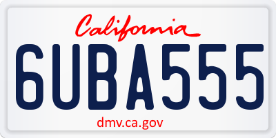 CA license plate 6UBA555