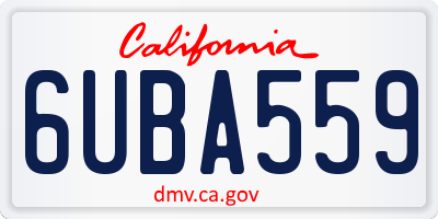 CA license plate 6UBA559