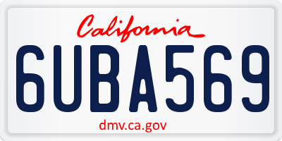 CA license plate 6UBA569