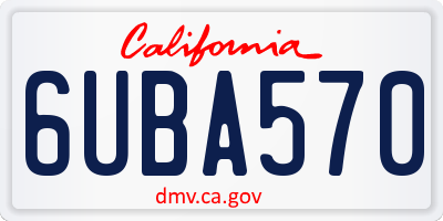 CA license plate 6UBA570