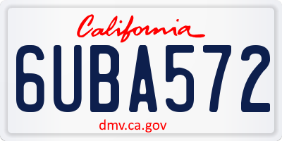 CA license plate 6UBA572