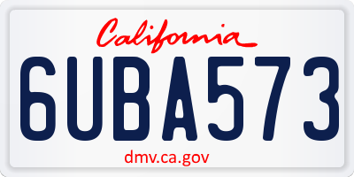 CA license plate 6UBA573