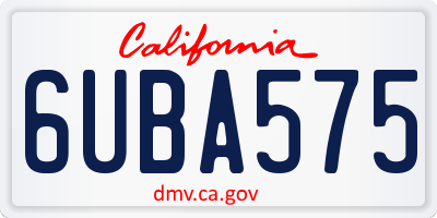 CA license plate 6UBA575