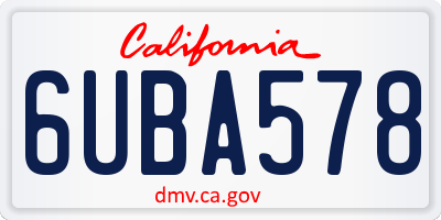 CA license plate 6UBA578