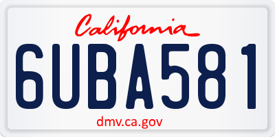 CA license plate 6UBA581