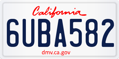 CA license plate 6UBA582