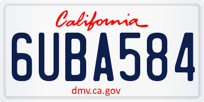 CA license plate 6UBA584