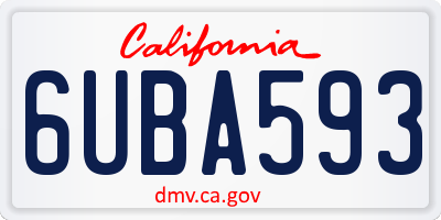 CA license plate 6UBA593