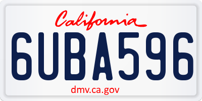 CA license plate 6UBA596