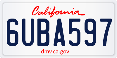 CA license plate 6UBA597