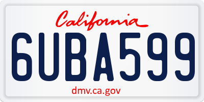 CA license plate 6UBA599