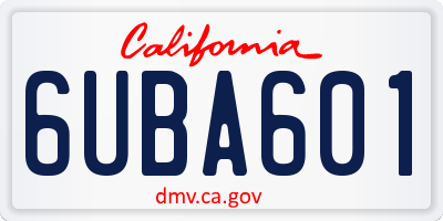 CA license plate 6UBA601