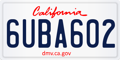 CA license plate 6UBA602