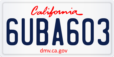 CA license plate 6UBA603