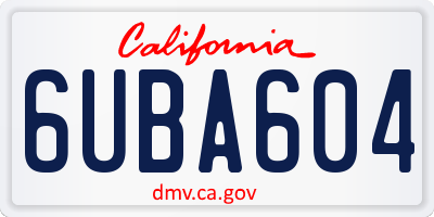 CA license plate 6UBA604