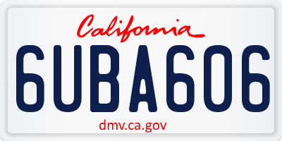 CA license plate 6UBA606
