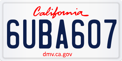 CA license plate 6UBA607