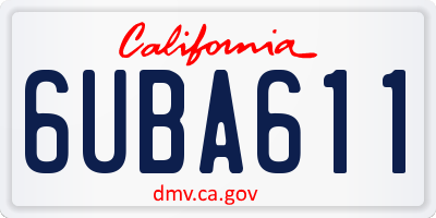 CA license plate 6UBA611