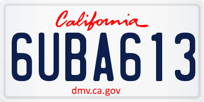 CA license plate 6UBA613