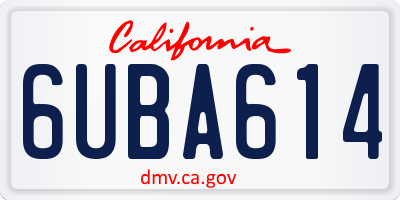 CA license plate 6UBA614