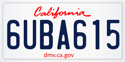 CA license plate 6UBA615