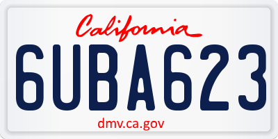 CA license plate 6UBA623