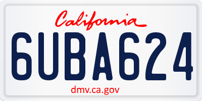 CA license plate 6UBA624
