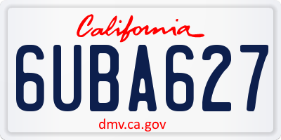 CA license plate 6UBA627