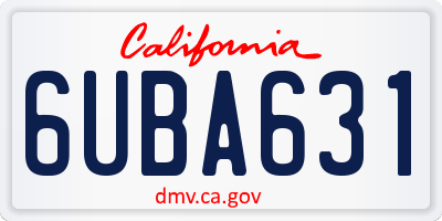 CA license plate 6UBA631