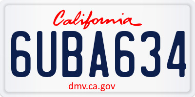 CA license plate 6UBA634