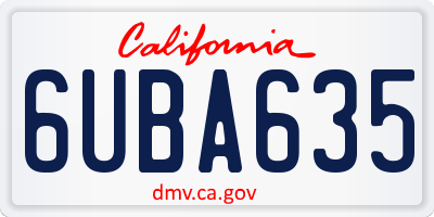 CA license plate 6UBA635