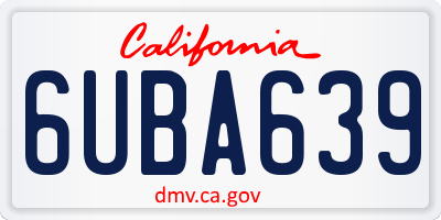 CA license plate 6UBA639