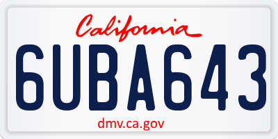 CA license plate 6UBA643