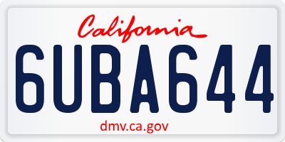 CA license plate 6UBA644