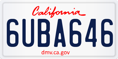 CA license plate 6UBA646