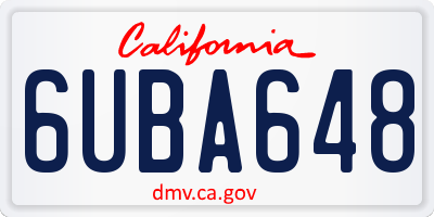 CA license plate 6UBA648