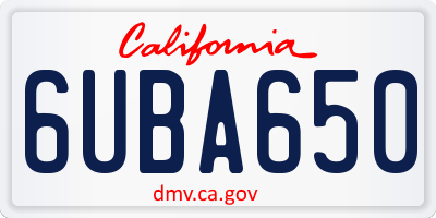 CA license plate 6UBA650