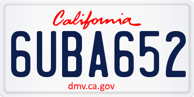 CA license plate 6UBA652