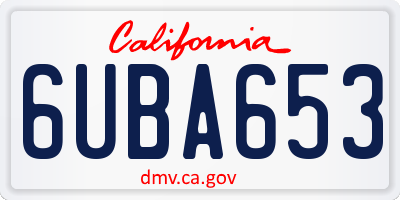 CA license plate 6UBA653