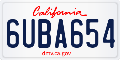CA license plate 6UBA654
