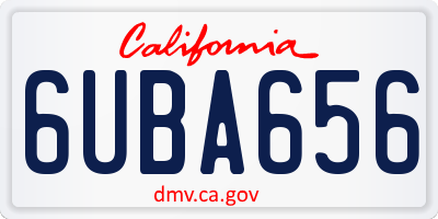 CA license plate 6UBA656